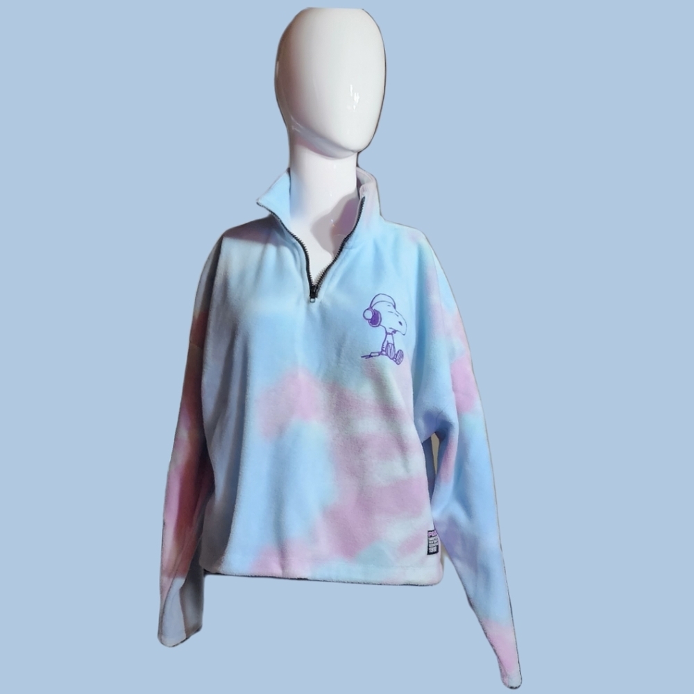 SNOOPY Peanuts Tie-dye 1/4 Zip Fleece Sweatshirt